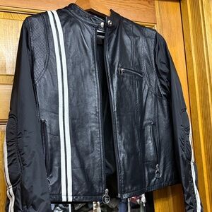Wilsons Leather Black Jacket with White Accents